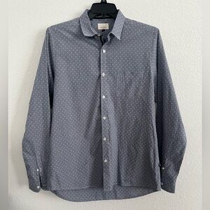 Stylish Men's Blue Polka Dot Button-Down Shirt XL